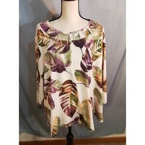 Alfred Dunner purple and green leaf design